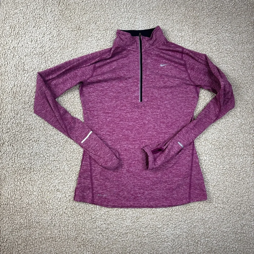 Nike Element 1/2 Zip Pink Heather L/S Running Athletic Top (481320) Small